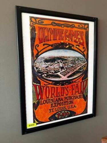 DESCRIPTION WORLDS FAIR PRINT FRAMED POSTER. LOCATION BAR QTY 1