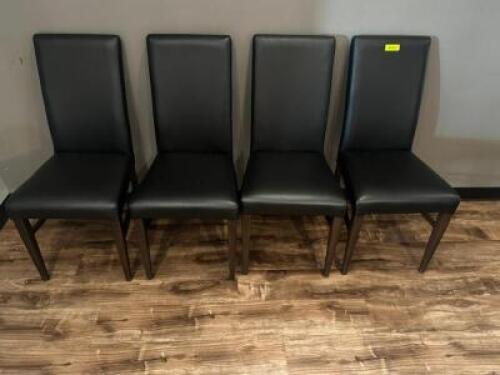 DESCRIPTION (4) HIGH BACK BROWN PLEATHER DINING CHAIRS THIS LOT IS: SOLD BY THE PIECE LOCATION SEATING QTY 4