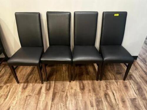 DESCRIPTION (4) HIGH BACK BROWN PLEATHER DINING CHAIRS THIS LOT IS: SOLD BY THE PIECE LOCATION SEATING QTY 4