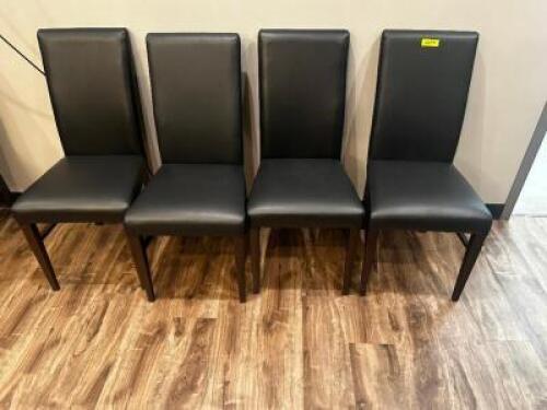 DESCRIPTION (4) HIGH BACK BROWN PLEATHER DINING CHAIRS THIS LOT IS: SOLD BY THE PIECE LOCATION SEATING QTY 4