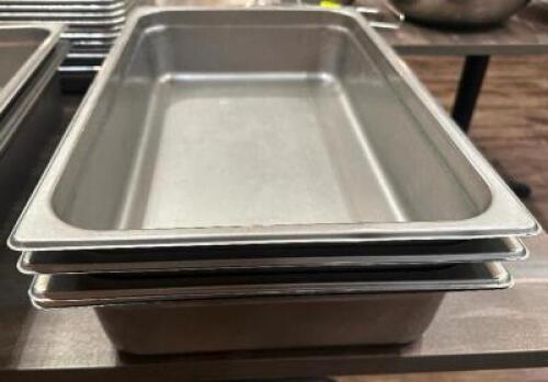 DESCRIPTION (3) FULL SIZE STAINLESS INSERTS SIZE 4" DEEP THIS LOT IS: SOLD BY THE PIECE LOCATION SEATING QTY 3
