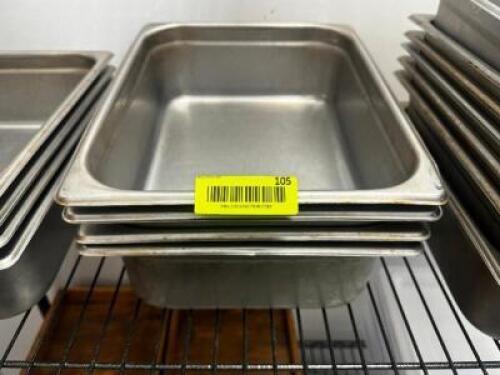 DESCRIPTION (4) HALF SIZE STAINLESS INSERTS. SIZE 4" DEEP THIS LOT IS: SOLD BY THE PIECE LOCATION KITCHEN QTY 4