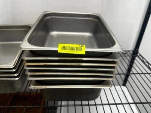 DESCRIPTION (7) HALF SIZE STAINLESS INSERTS. SIZE 4" DEEP THIS LOT IS: SOLD BY THE PIECE LOCATION KITCHEN QTY 7