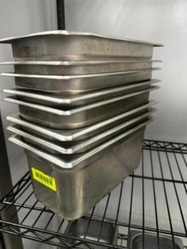 DESCRIPTION (8) 1/3 SIZE STAINLESS INSERTS SIZE 6" DEEP THIS LOT IS: SOLD BY THE PIECE LOCATION KITCHEN QTY 8