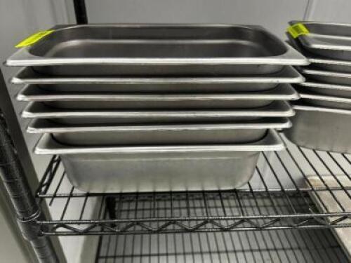 DESCRIPTION (6) 1/3 SIZE STAINLESS INSERTS SIZE 4" DEEP THIS LOT IS: SOLD BY THE PIECE LOCATION KITCHEN QTY 6