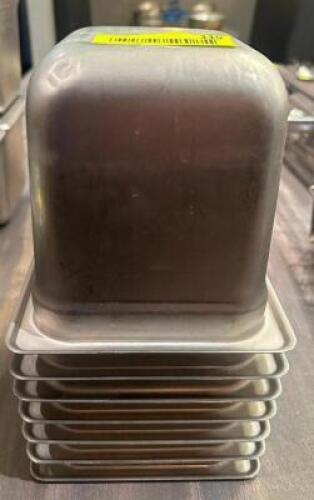 DESCRIPTION (6) 1/6 SIZE STAINLESS INSERTS. SIZE 6" DEEP THIS LOT IS: SOLD BY THE PIECE LOCATION SEATING QTY 6