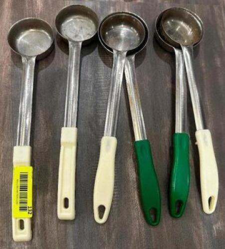 DESCRIPTION (6) STAINLESS PORTION SCOOPS THIS LOT IS: SOLD BY THE PIECE LOCATION SEATING QTY 6