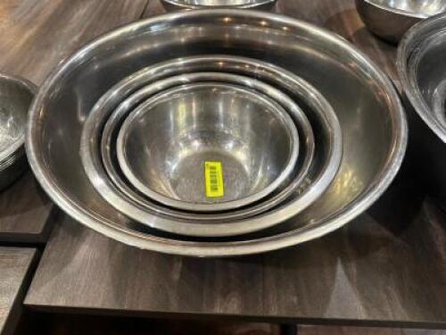 DESCRIPTION (5) PIECE STAINLESS MIXING BOWL SET SIZE 19" THIS LOT IS: SOLD BY THE PIECE LOCATION SEATING QTY 5