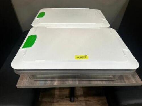 DESCRIPTION (2) LARGE PLASTIC CONTAINERS W/ VACU LIDS THIS LOT IS: SOLD BY THE PIECE LOCATION SEATING QTY 2