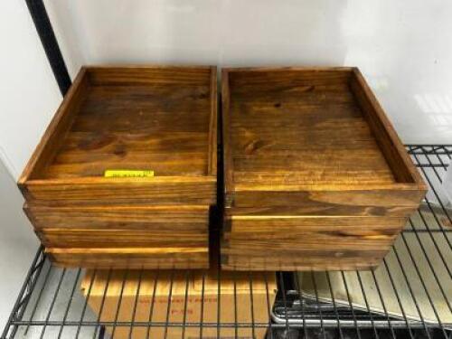 DESCRIPTION (8) WOODEN SERVING TRAY / BOXES THIS LOT IS: SOLD BY THE PIECE LOCATION KITCHEN QTY 8
