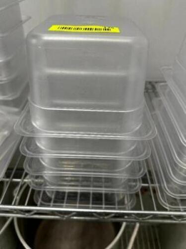 DESCRIPTION (5) 1/6 SIZE PLASTIC INSERTS. NO LIDS SIZE 4" DEEP THIS LOT IS: SOLD BY THE PIECE LOCATION KITCHEN QTY 5