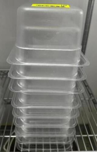 DESCRIPTION (8) 1/6 SIZE PLASTIC INSERTS. NO LIDS SIZE 4" DEEP THIS LOT IS: SOLD BY THE PIECE LOCATION KITCHEN QTY 8