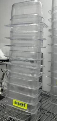 DESCRIPTION (10) 1/9TH SIZE PLASTIC CONTAINER SIZE 4" DEEP THIS LOT IS: SOLD BY THE PIECE LOCATION KITCHEN QTY 10
