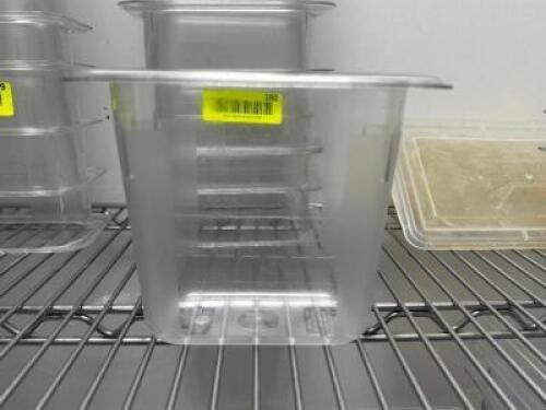 DESCRIPTION (10) 1/9TH SIZE PLASTIC CONTAINER SIZE 6" DEEP THIS LOT IS: SOLD BY THE PIECE LOCATION KITCHEN QTY 10