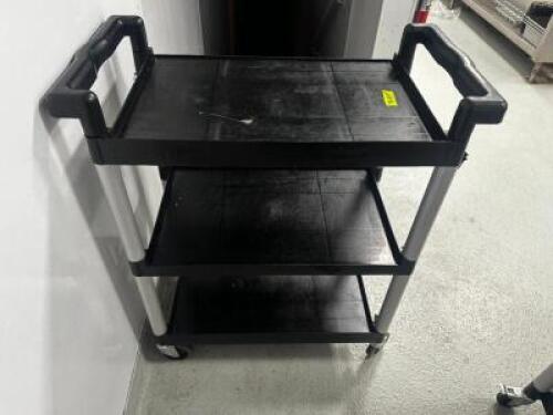 DESCRIPTION THREE TIER BLACK PLASTIC UTILITY CART LOCATION KITCHEN QTY 1