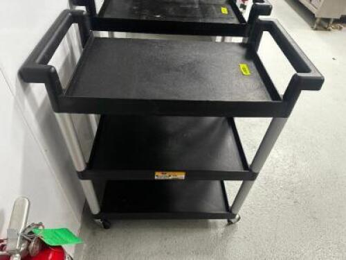 DESCRIPTION THREE TIER BLACK PLASTIC UTILITY CART LOCATION KITCHEN QTY 1