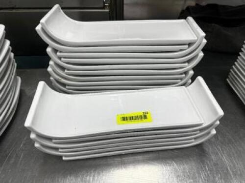 DESCRIPTION (16) LONG CHINA APPETIZER PLATES THIS LOT IS: SOLD BY THE PIECE LOCATION KITCHEN QTY 16
