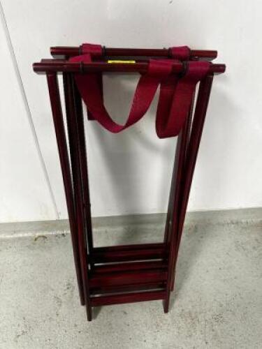 DESCRIPTION (2) WOODEN TRAY STANDS THIS LOT IS: SOLD BY THE PIECE LOCATION KITCHEN QTY 1