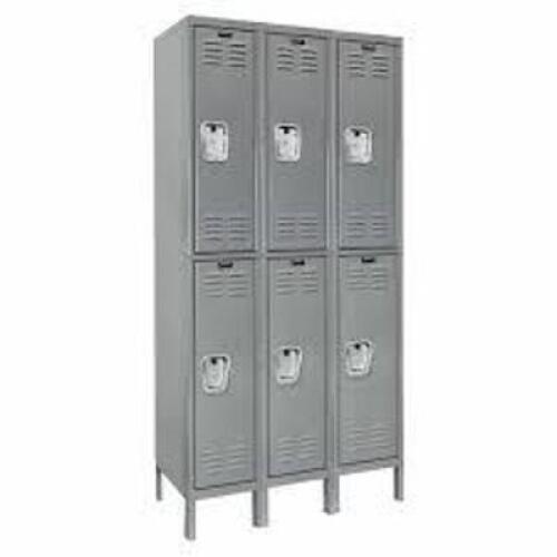 DESCRIPTION: (1) SET OF PREMIUM SCHOOL LOCKERSBRAND/MODEL: HALLOWELLINFORMATION: DARK GREYSIZE: 2 TIER, 3 WIDE, 6 OPENINGS, APPROX 18" X 36" X 84"RETAIL$: $832.95 EAQTY: 1