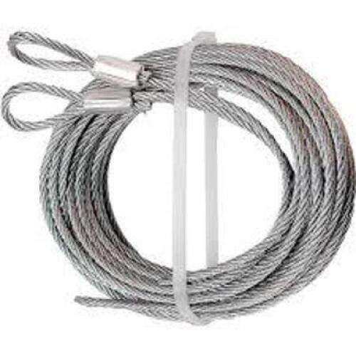 DESCRIPTION: (1) BUNDLE OF GARAGE DOOR CABLES INFORMATION: STEEL CABLE, GREEN, SEE INSPECTION SIZE: EYELETS ON END QTY: 1