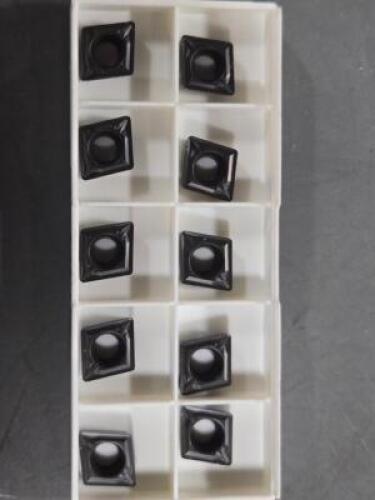 DESCRIPTION: (10) CARBIDE TURNING INSERTS BRAND/MODEL: SECO CCMT32.52-MF2 TM2501 RETAIL$: $155.00 QTY: 10