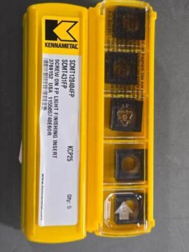 DESCRIPTION: (20) CARBIDE TURNING INSERTS BRAND/MODEL: KENNAMETAL SCMT431FP RETAIL$: $702.30 QTY: 20