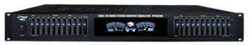 DESCRIPTION: (1) STEREO GRAPHIC EQUALIZER BRAND/MODEL: PYLE/PPEQ150 INFORMATION: VFD DISPLAY SCREEN, RACK MOUNT SIZE: 17''w x 9''h x 2.2''d QTY: 1