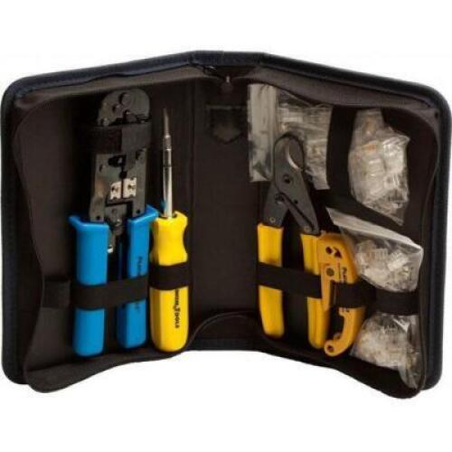 DESCRIPTION: (1) ALL-IN-ONE MODULAR PLUG KIT BRAND/MODEL: PLATINUM TOOLS/90109 INFORMATION: FOR DATA & TELEPHONE WIRING SYSTEMS QTY: 1