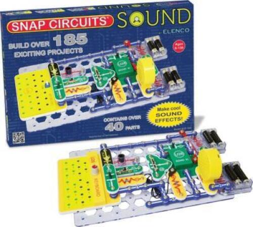 DESCRIPTION: (1) SOUND ELECTRONICS EXPLORATION KIT BRAND/MODEL: SNAP CIRCUITS/SCS-185 INFORMATION: 185 STEM PROJECTS RETAIL$: $84.99 QTY: 1