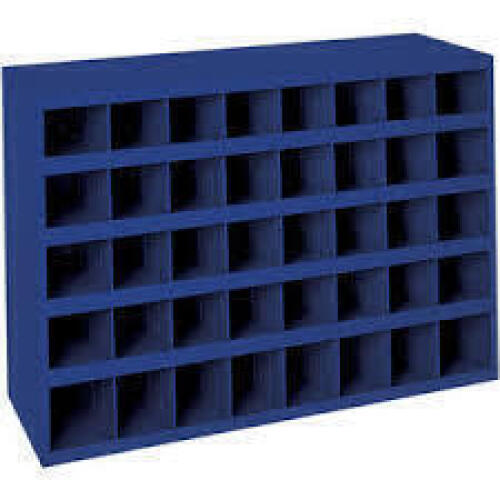 DESCRIPTION: (1) BIN SHELVING UNIT WITH OPENINGS BRAND/MODEL: DURHAM #45658747 INFORMATION: BLUE SIZE: 35-1/4 x 12-1/2 x 21 RETAIL$: $178.48 EA QTY: 1