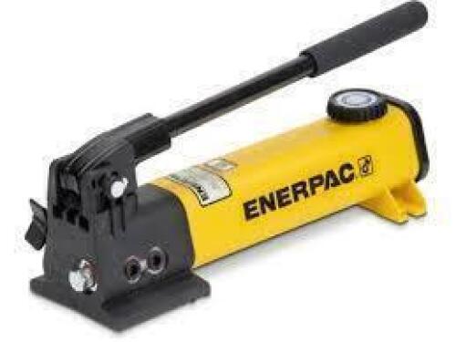 DESCRIPTION: (1) HYDRAULIC HAND PUMP BRAND/MODEL: ENERPAC #6W461 SIZE: 2 Stages, Single Acting, 200 psi Max. Pressure 1st Stage, Aluminum RETAIL$: $73