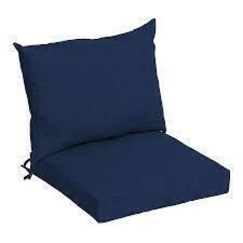 DESCRIPTION: (1) SET OF OUTDOOR LAWN FURNITURE CUSHIONS BRAND/MODEL: ARDEN SLECTIONS INFORMATION: BLUE RETAIL$: $45.00 EA QTY: 1