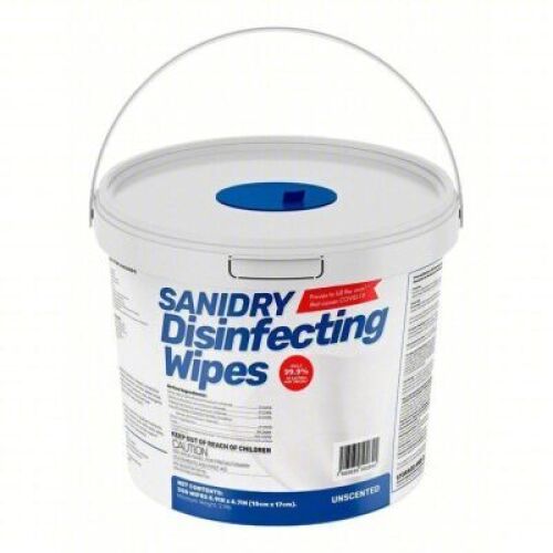 DESCRIPTION: (4) BUCKETS OF DISINFECTANT CLEANING WIPES BRAND/MODEL: ROSMAR SANIDRY WIPES SIZE: 300 WIPES PER CONTAINER RETAIL$: $25.00 EA QTY: 4