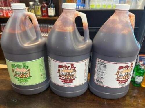 DESCRIPTION (3) ASSORTED GALLON JUGS OF BBQ SAUCE THIS LOT IS: SOLD BY THE PIECE LOCATION SEATING QTY 3