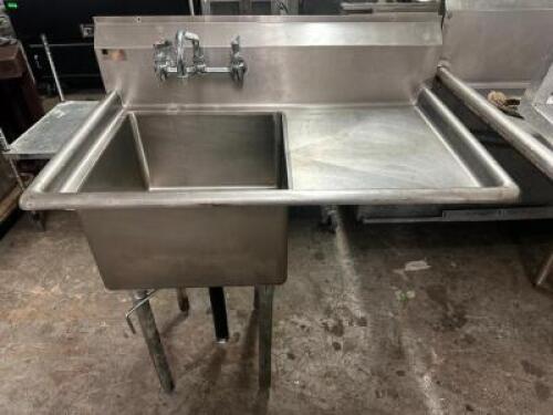 38" SINGLE WELL STAINLESS SINK W/ RIGHT SIDE DRY BOARD.