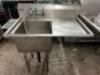 38" SINGLE WELL STAINLESS SINK W/ RIGHT SIDE DRY BOARD. - 2