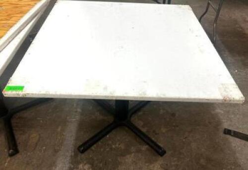 36" X 36" WHITE PADDED TOP TABLE W/ BASE.