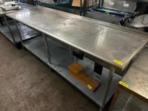 8' X 30" STAINLESS TABLE W/ 1" BACK SPLASH