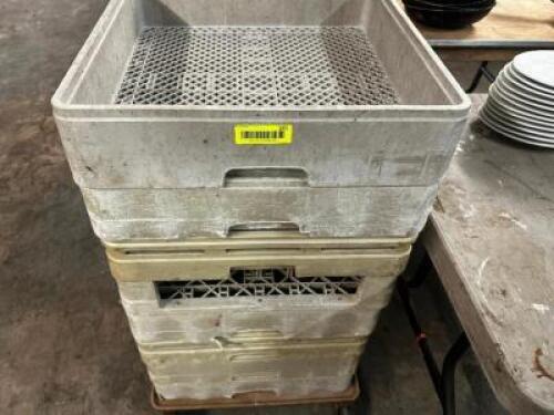 (6) ASSORTED PLASTIC GLASS RACKS.