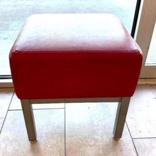 (2) RED VINYL STOOLS