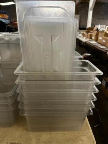 (6) 1/3 SIZE PLASTIC INSERTS W/ LIDS