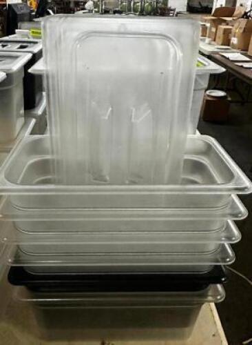 (6) 1/3 SIZE PLASTIC INSERTS W/ LIDS