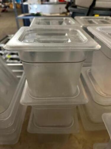 (12) 1/6 SIZE PLASTIC INSERTS W/ LIDS