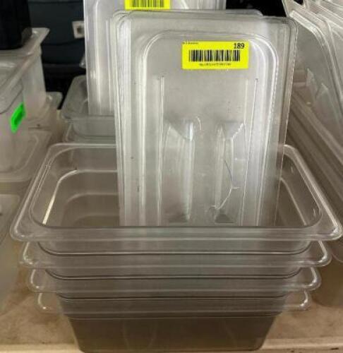 (4) 1/3 SIZE PLASTIC INSERTS W/ LIDS