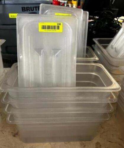 (4) 1/3 SIZE PLASTIC INSERTS W/ LIDS