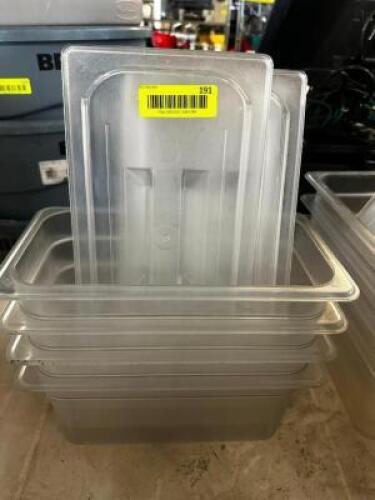(4) 1/3 SIZE PLASTIC INSERTS W/ LIDS