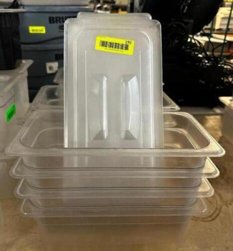 (4) 1/3 SIZE PLASTIC INSERTS W/ LIDS