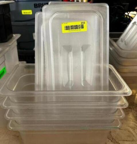 (4) 1/3 SIZE PLASTIC INSERTS W/ LIDS