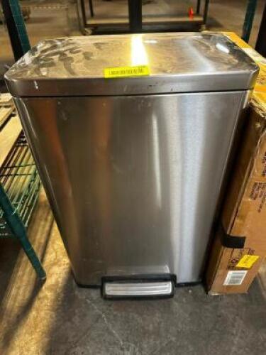SMALL STAINLESS HOUSE HOLD TRASH CAN W/ FOOT PEDAL