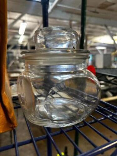 (12) GLASS CANDY JARS W/ LIDS